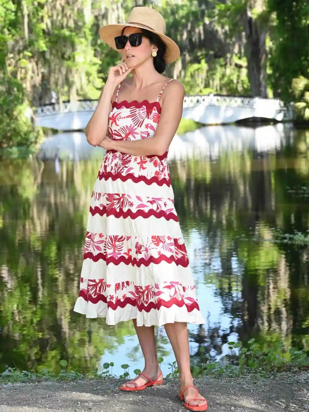 CAROLINE CONSTAS Linen Scalloped 2 Piece Skirt Set ( Farm Rio Tiles) - Picture 2 of 7